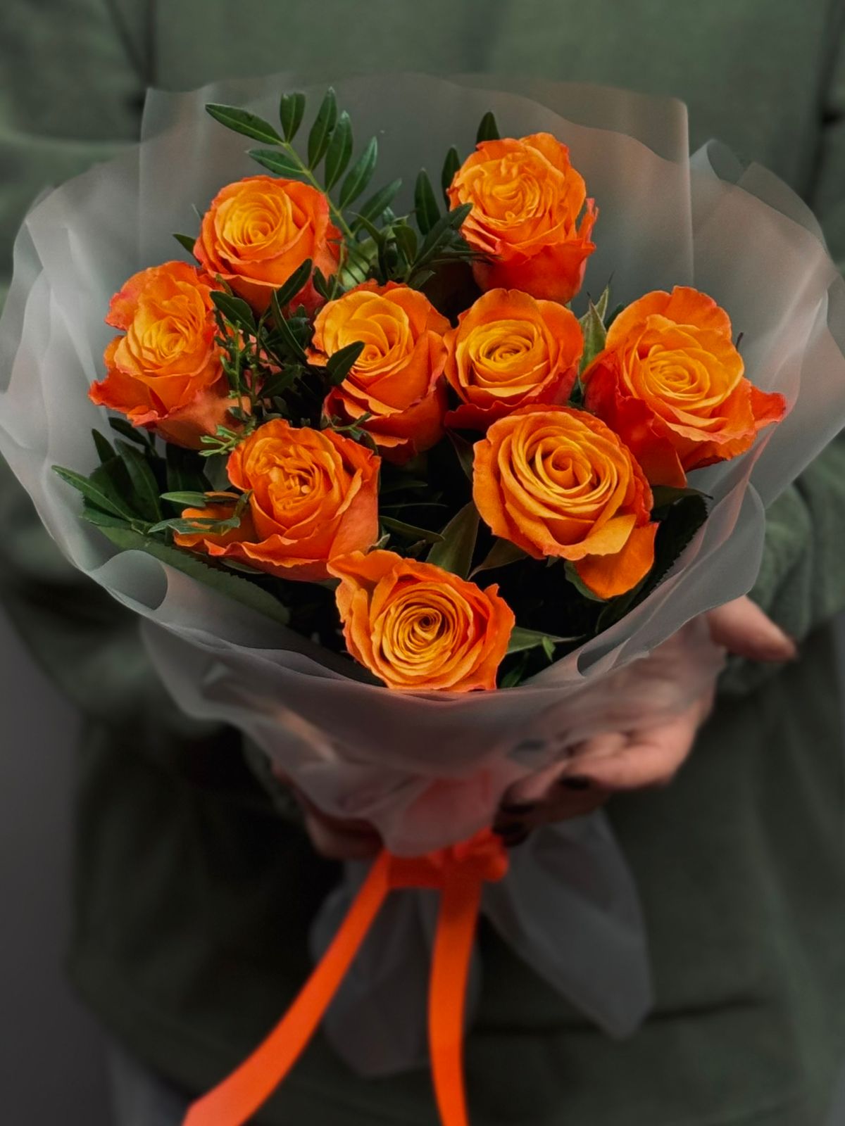 Букет из 9 оранжевых роз Orange Star