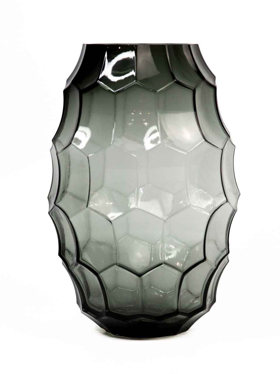 Ваза стекло 30см Hexagon серый