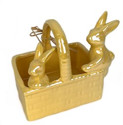 Корзинка с кроликами керамика жёлтый 733-452