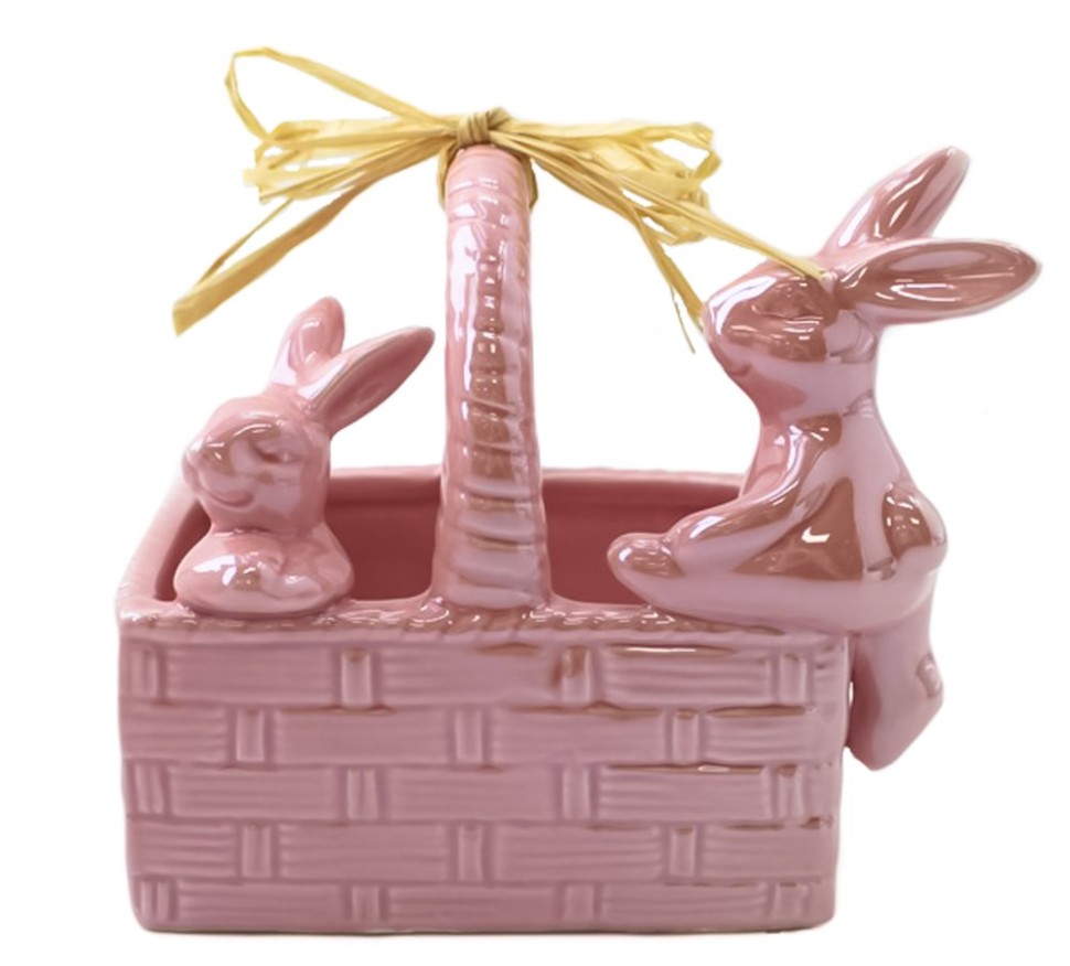 Корзинка с кроликами розовый 733-078