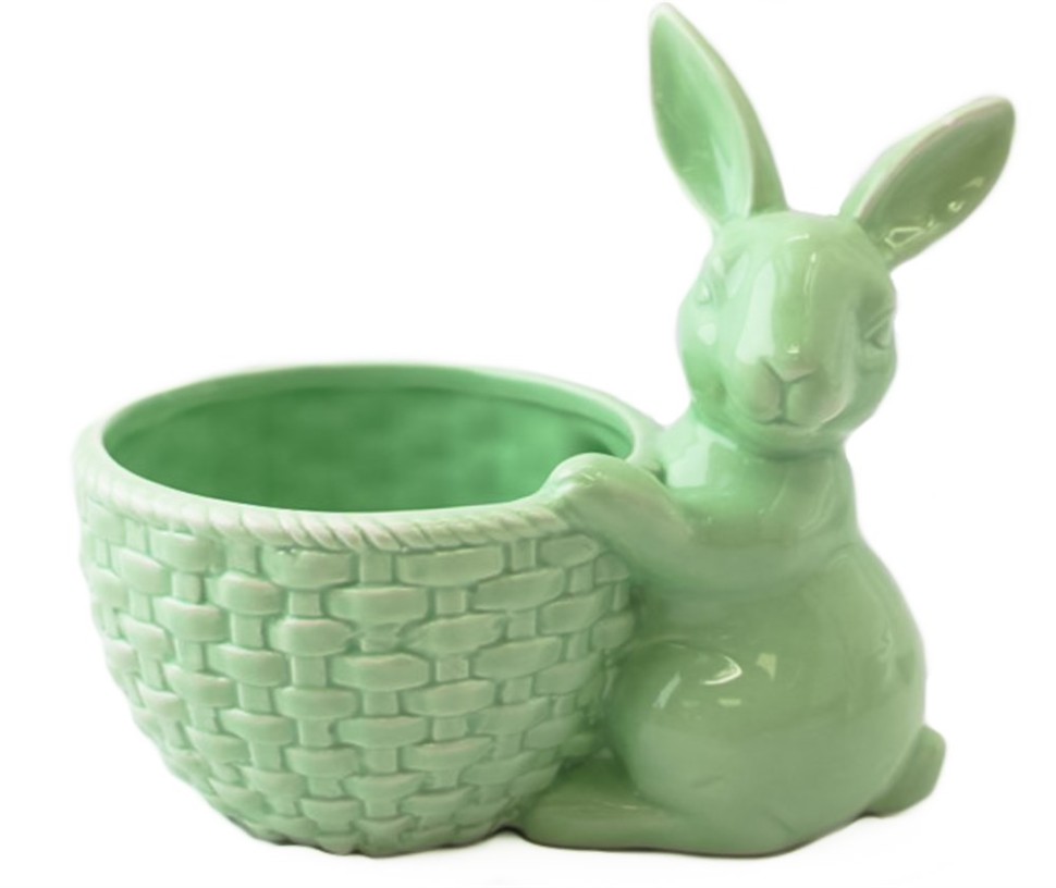 Зайчик с корзинкой зелёный 733-091