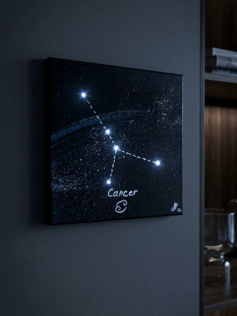 Интерьерная световая картина «Рак (Cancer)» из серии «Знаки зодиака на звёздном небе»