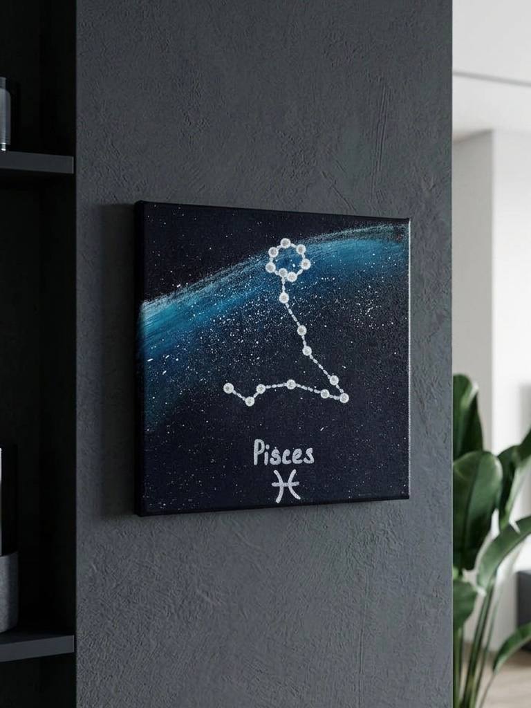 Интерьерная световая картина «Рыбы (Pisces)» из серии «Знаки зодиака на звёздном небе»
